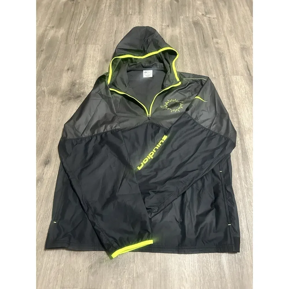 Nike NFL Miami Dolphins Hooded Half Zip Anorak Jacket Mens M Black Neon Windbrea